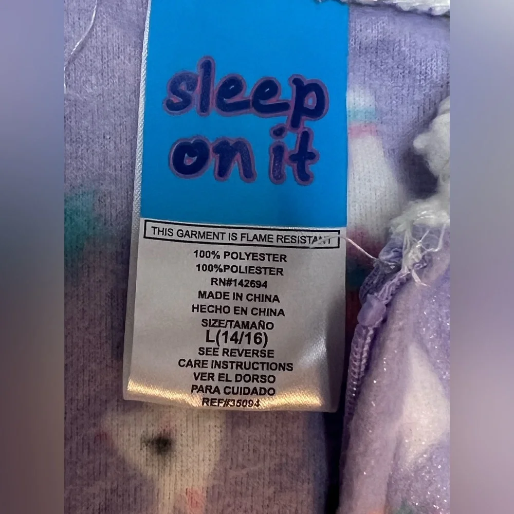 Sleep On It‎ Girls Plush Unicorn Sleeper Size Large Purple New